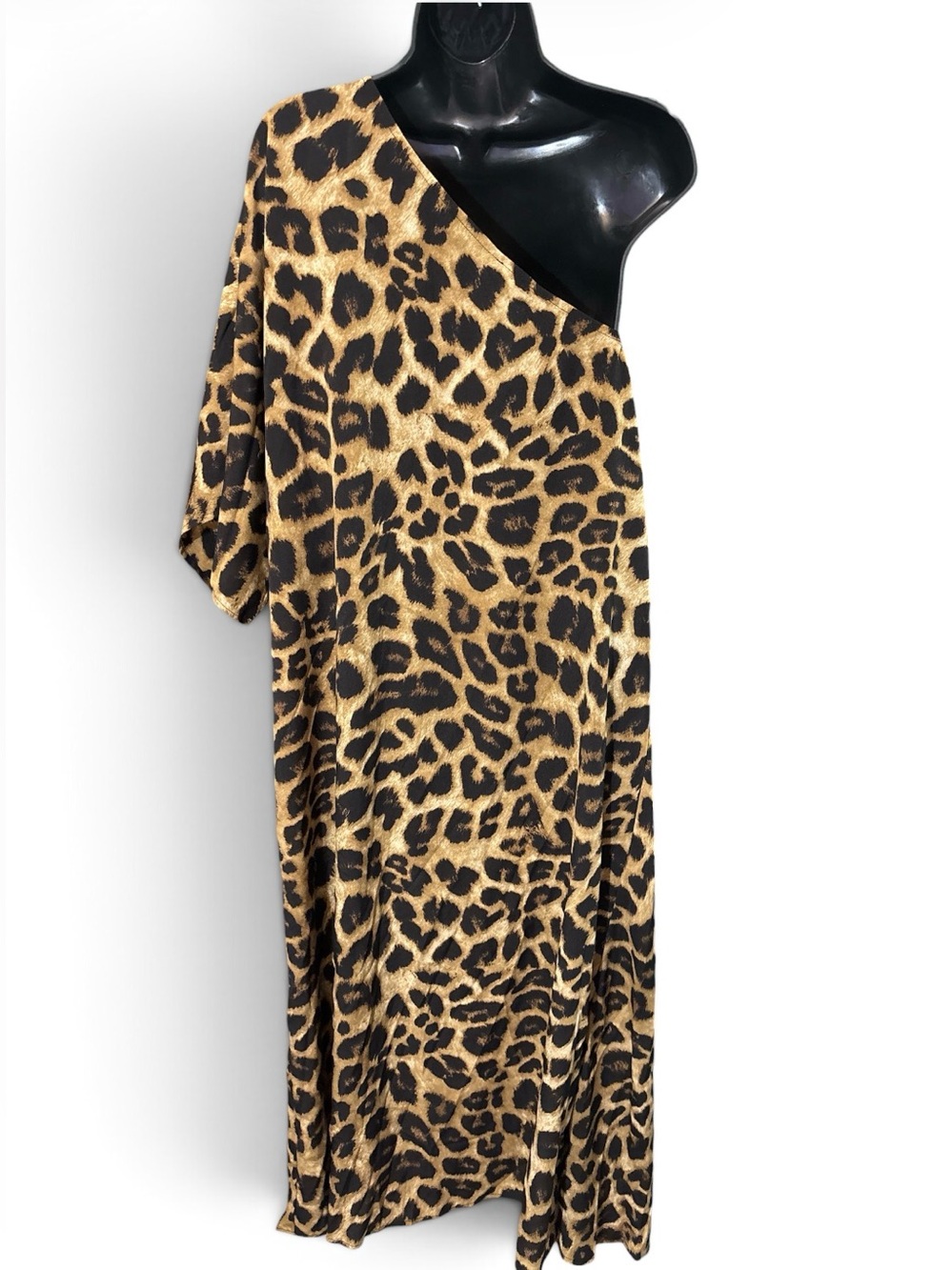 VONDA Asymmetric One-Shoulder Leopard print Maxi Dress / Kaftan/ Coverup - Picture 6 of 7